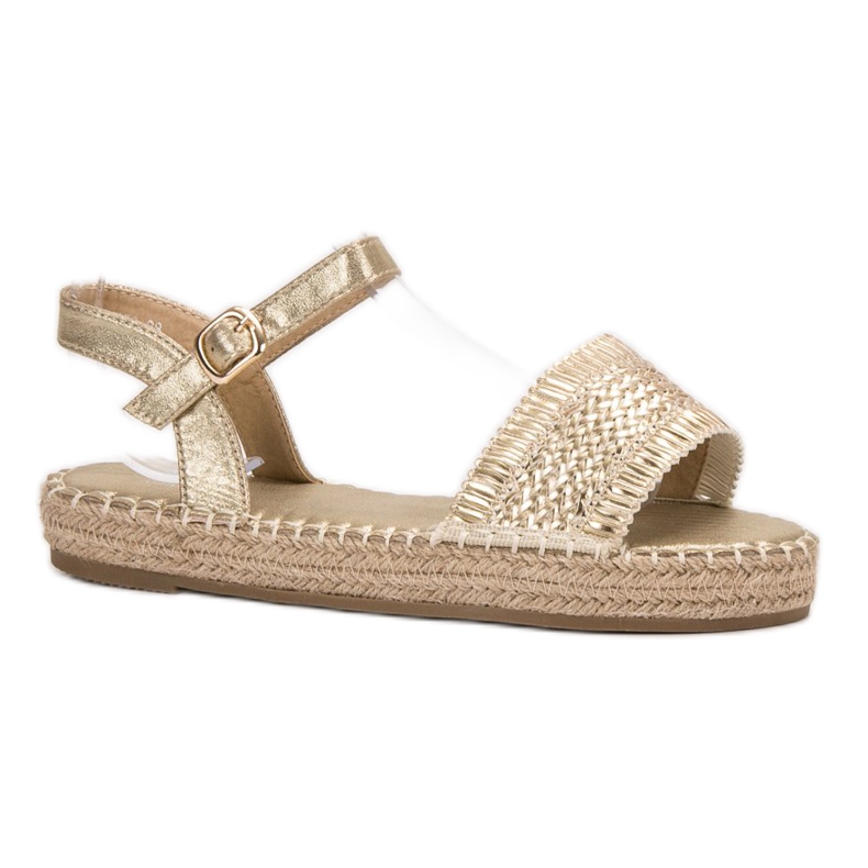 Small Swan Goldene Espadrilles-Sandalen 1