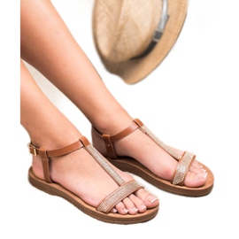 Forever Folie Sandalen mit Zirkonia braun 1