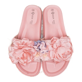Queen Vivi Wildlederhausschuhe mit Blumen rosa 2