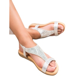 Top Shoes Stilvolle silberne Sandalen grau 2