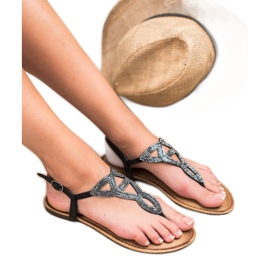 Queen Vivi Flache Sandalen für Damen schwarz 1