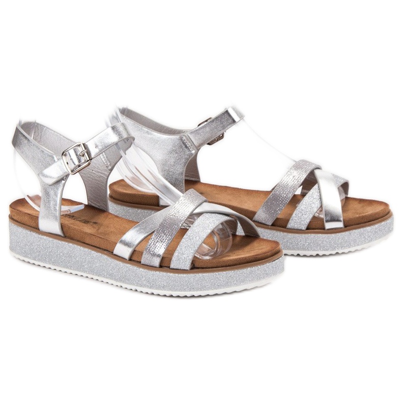 Bestelle Sandalen mit Glitzersohlen grau 1