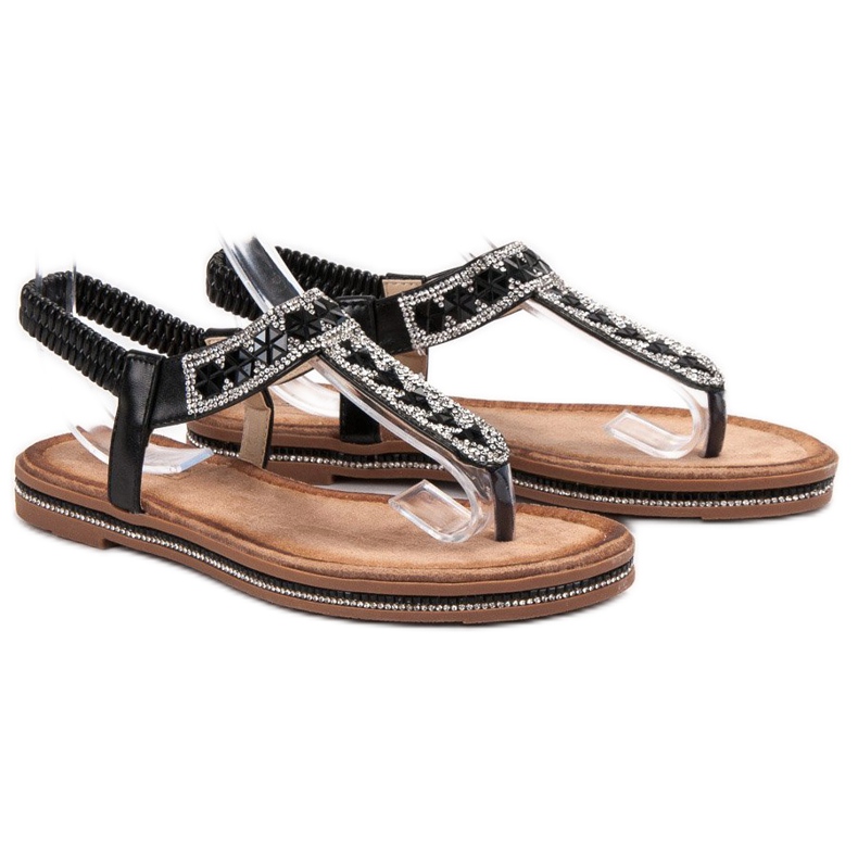 SHELOVET Schwarze Sandalen aus Flip-Flops 1