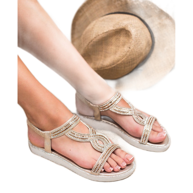 SHELOVET Sandalen mit Keilabsatz gelb 2