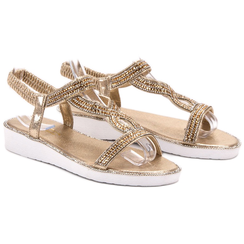 SHELOVET Sandalen mit Keilabsatz gelb 1