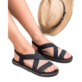 SHELOVET Bequeme Damensandalen schwarz 1