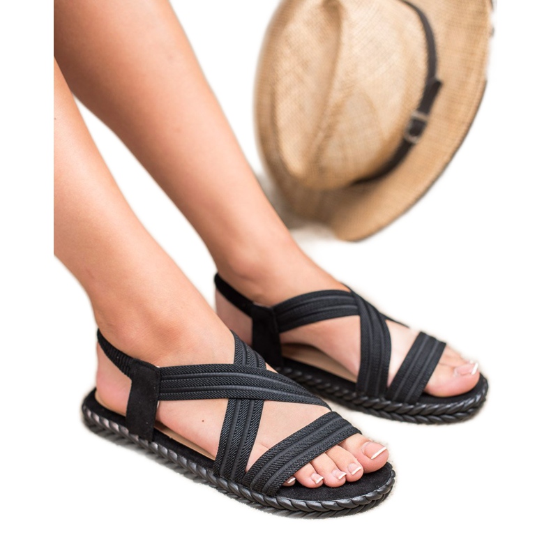 SHELOVET Bequeme Damensandalen schwarz 1