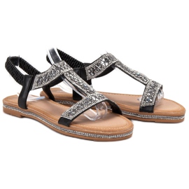 Bello Star Verzierte schwarze Sandalen 1