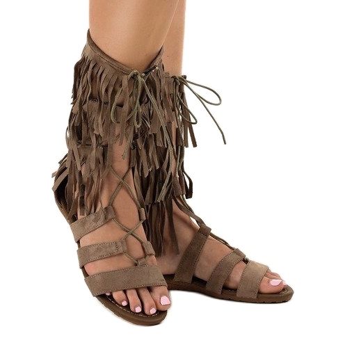 Flache Gladiatorensandalen in Taupe D-41 beige 1