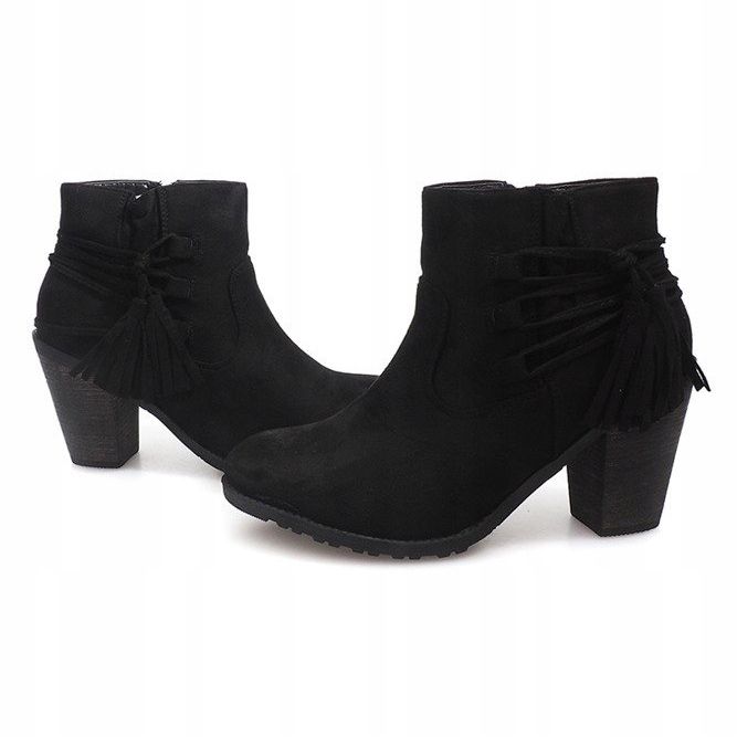 Wildleder Booties On a Bar Fringes 1631-1 Schwarz 2