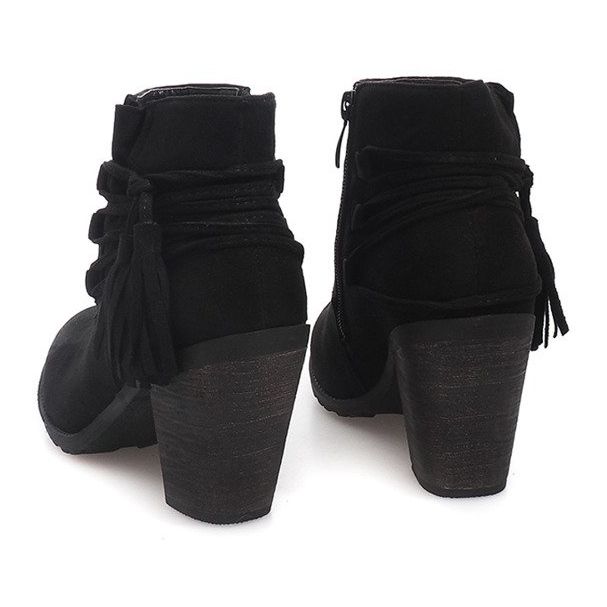 Wildleder Booties On a Bar Fringes 1631-1 Schwarz 1