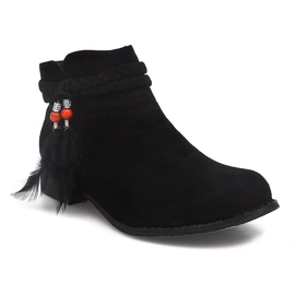 Wildleder Booties Jodhpur Stiefel H1911 Schwarz 2