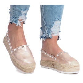 Champagner-Espadrilles auf dem Glam Wedge mehrfarbig rosa 1