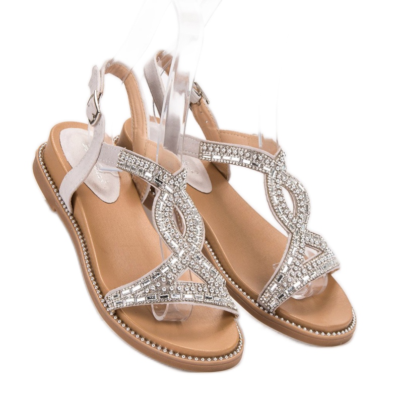 Bello Star Wildledersandalen mit Kristallen grau 1