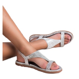 Super Mode Stilvolle silberne Sandalen grau 1