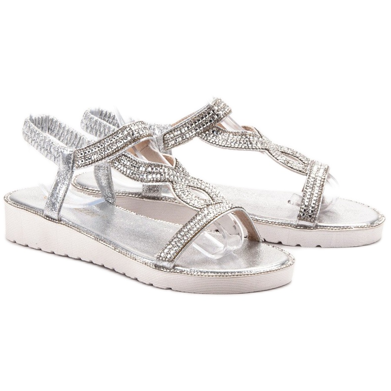 Bestelle Slip-on-Sandalen auf der Plattform grau 1