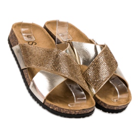 SHELOVET Klassische goldene Hausschuhe 1