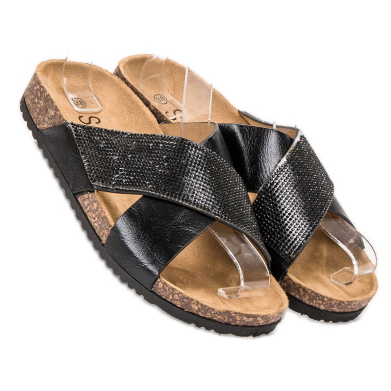 SHELOVET Klassische schwarze Hausschuhe 1