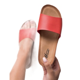 SHELOVET Hausschuhe auf einem Korkkeil rot 1