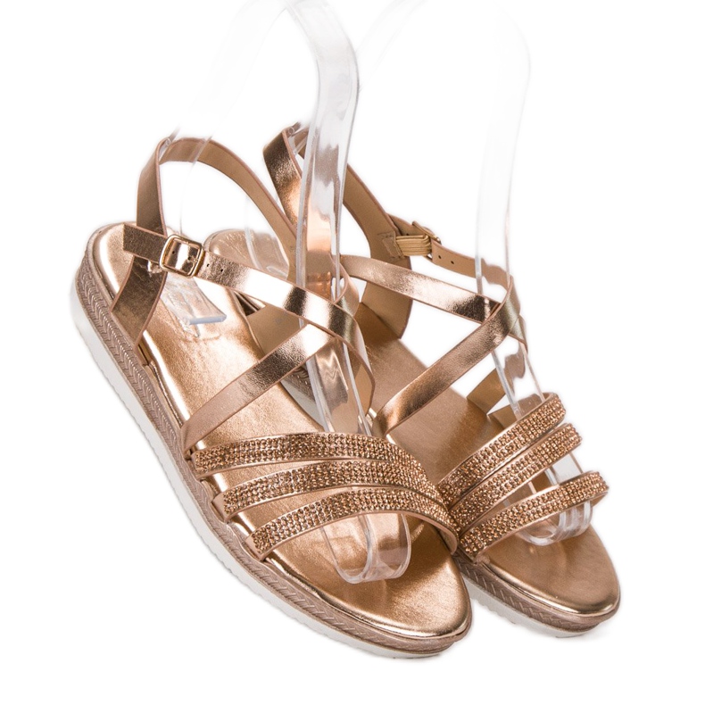 SHELOVET Bequeme Sandalen in Roségold golden 1