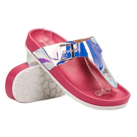 Ideal Shoes Flip-Flops mit Holo-Effekt rosa 1