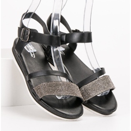 SHELOVET Modische Sandalen mit Zirkonia schwarz 1