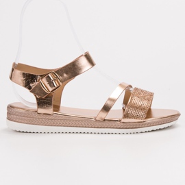 SHELOVET Modische Sandalen mit Zirkonia rosa gelb 2