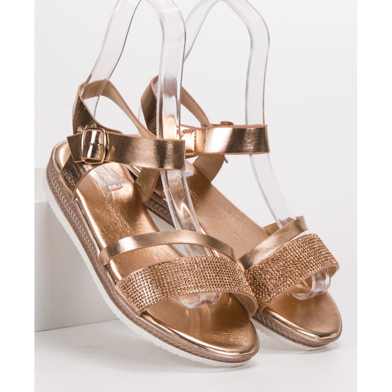 SHELOVET Modische Sandalen mit Zirkonia rosa gelb 1