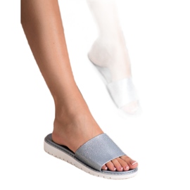 Fashion Modische glänzende Hausschuhe grau 1