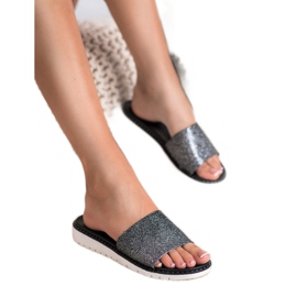 Fashion Modische glänzende Hausschuhe schwarz 2