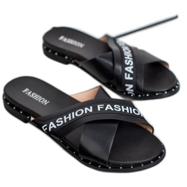 SHELOVET Schwarze Mode Hausschuhe 1