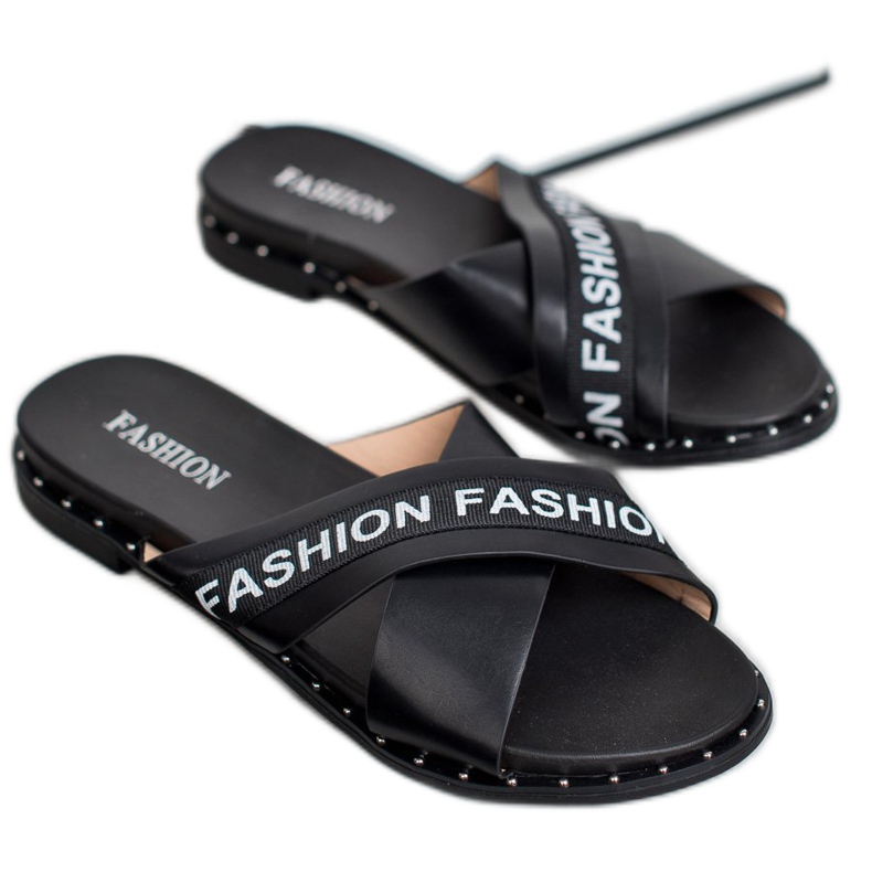 SHELOVET Schwarze Mode Hausschuhe 1