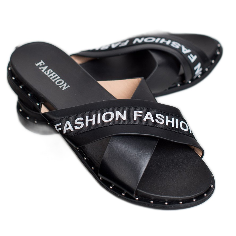 SHELOVET Schwarze Mode Hausschuhe 2