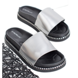 Bestelle Silberne Hausschuhe für Damen grau 1