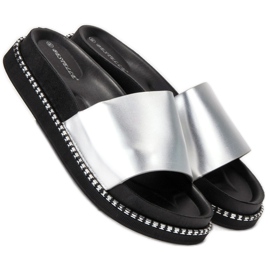 Bestelle Silberne Hausschuhe für Damen grau 2