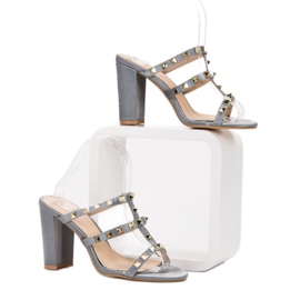 SDS Rocksandalen auf High Heels grau 1