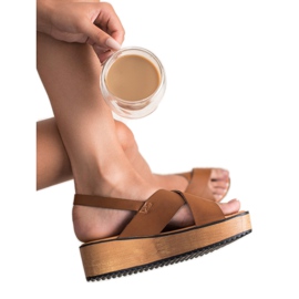 SHELOVET Sandalen auf der Plattform braun 2