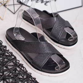 Emaks Schwarze Hausschuhe mit Glitzer 2