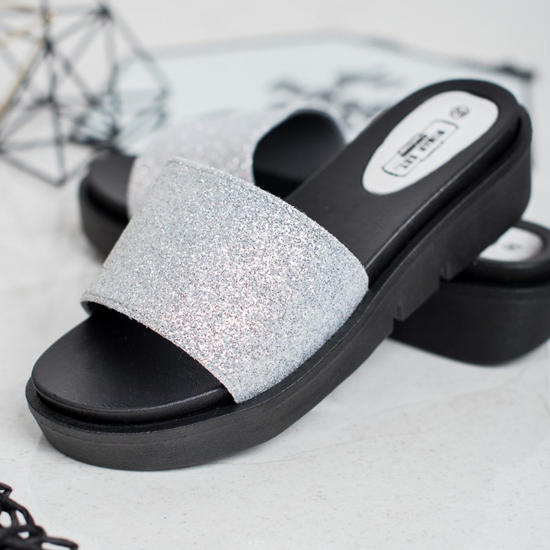 SHELOVET Gummikeil Hausschuhe grau 2