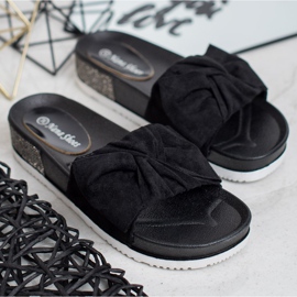 SHELOVET Wildleder-Hausschuhe mit Zirkonia schwarz 2