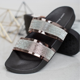 Ideal Shoes Damenhausschuhe mit Zirkonia grau 1