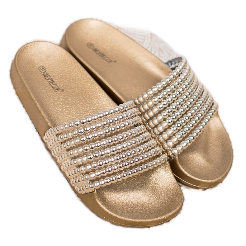 Bestelle Gummipantoffeln mit Perlen gelb 2