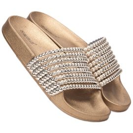 Bestelle Gummipantoffeln mit Perlen gelb 1