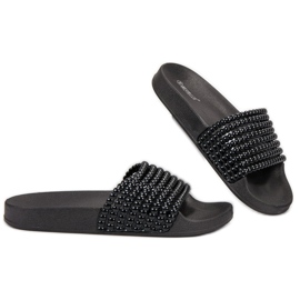 Bestelle Gummipantoffeln mit Perlen schwarz 1