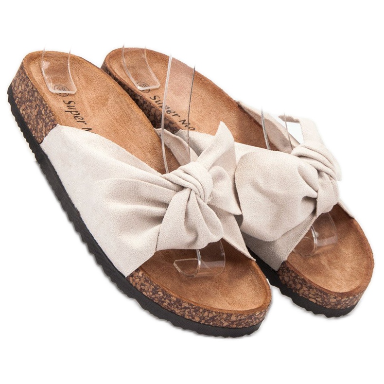 Super Me Modische beige Hausschuhe 2