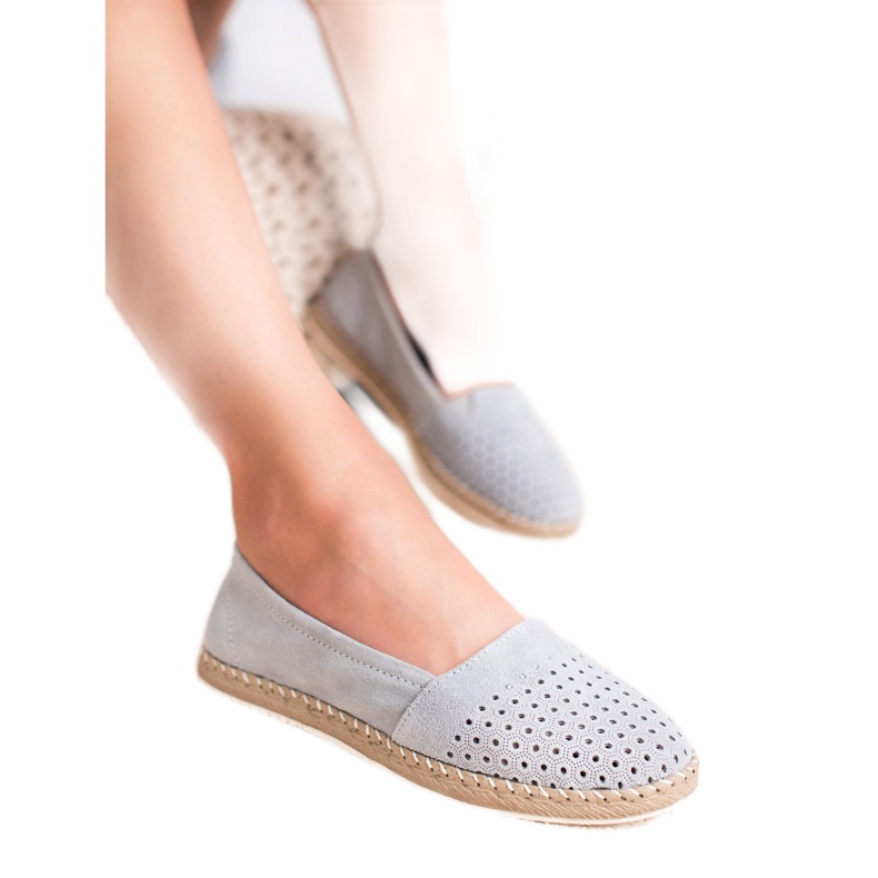 SHELOVET Espadrilles aus Leder grau 2