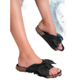 Bona Wildlederhausschuhe mit Schleife schwarz 1