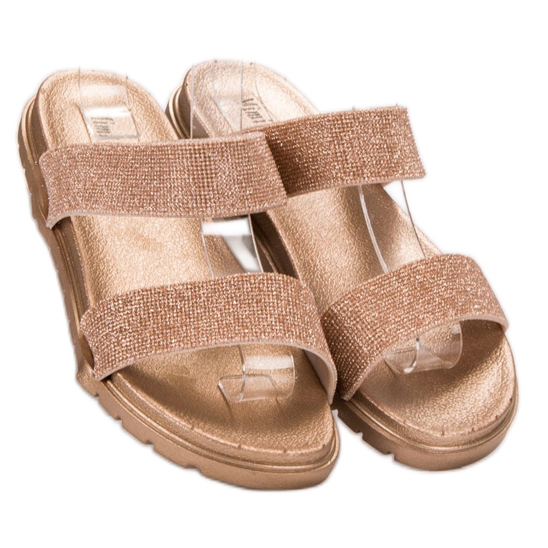 SHELOVET Gummipantoffeln mit Glitzer gelb 1