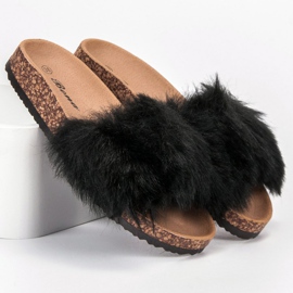 Bona Hausschuhe mit Fell schwarz 1