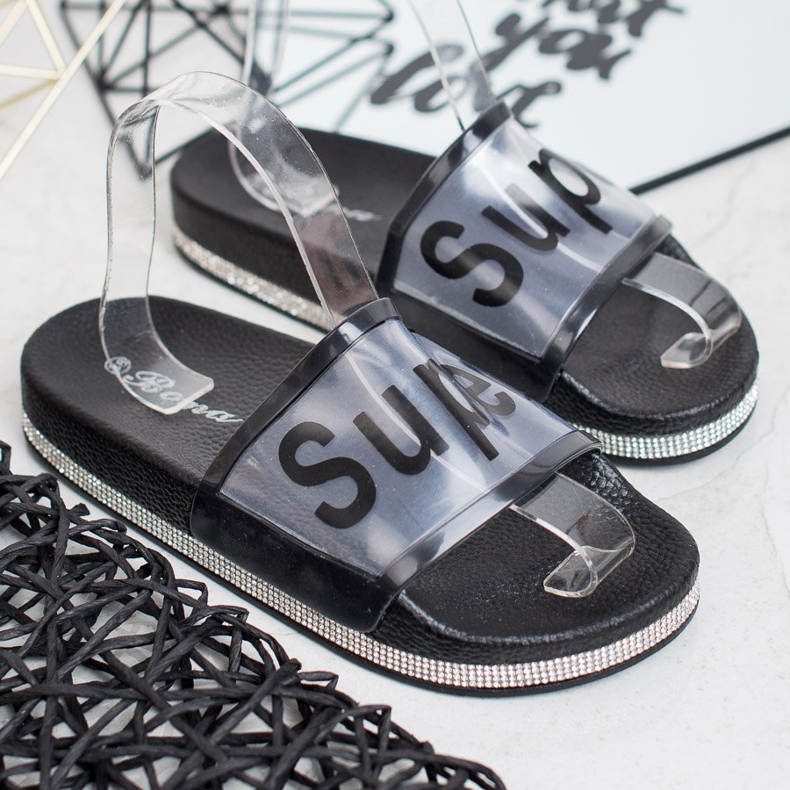 Bona Transparente Flip-Flops schwarz 1